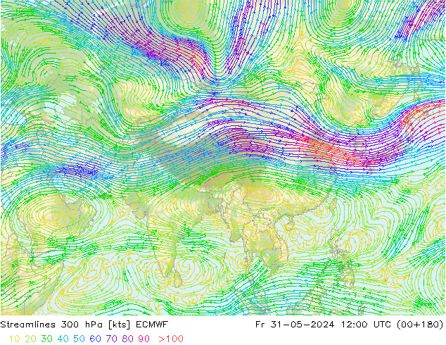 Stromlinien 300 hPa ECMWF Fr 31.05.2024 12 UTC