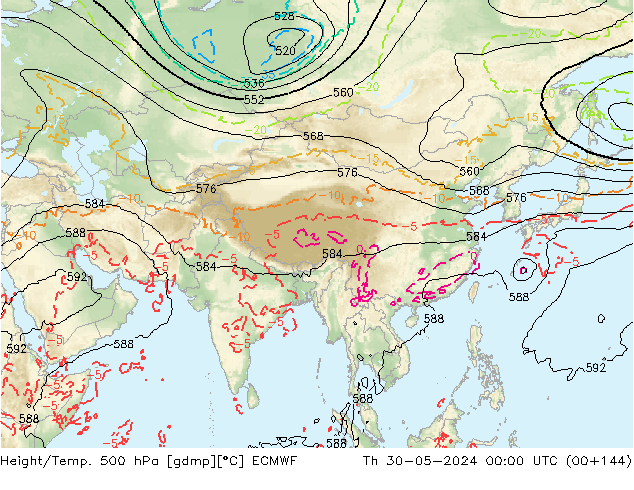 Z500/Rain (+SLP)/Z850 ECMWF  30.05.2024 00 UTC