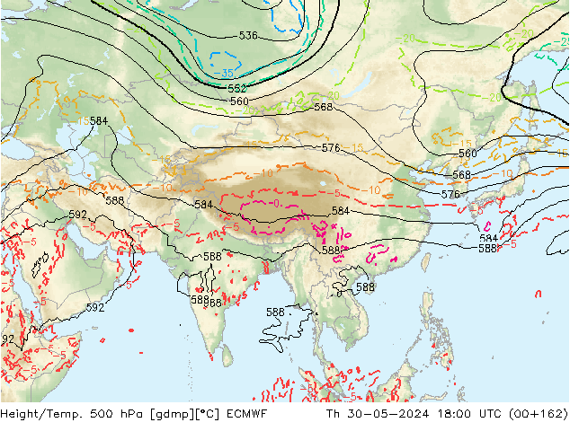 Z500/Rain (+SLP)/Z850 ECMWF Do 30.05.2024 18 UTC