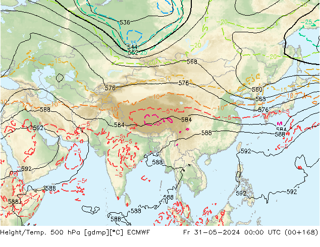 Z500/Yağmur (+YB)/Z850 ECMWF Cu 31.05.2024 00 UTC