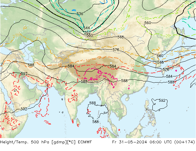 Z500/Rain (+SLP)/Z850 ECMWF Fr 31.05.2024 06 UTC