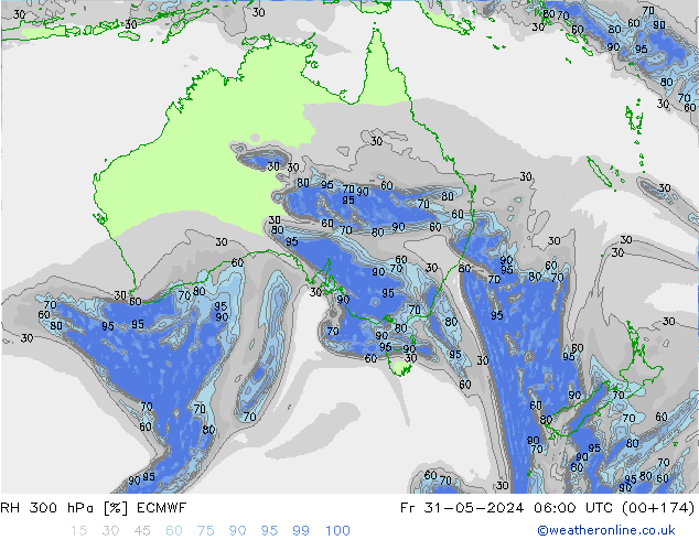 RH 300 hPa ECMWF Fr 31.05.2024 06 UTC