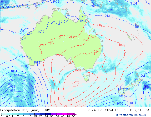 Z500/Rain (+SLP)/Z850 ECMWF Fr 24.05.2024 06 UTC