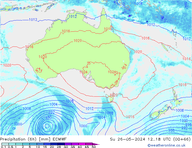 Z500/Rain (+SLP)/Z850 ECMWF dom 26.05.2024 18 UTC