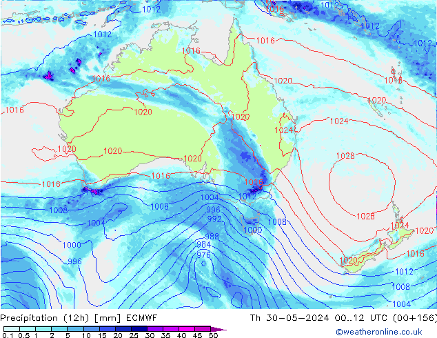 Precipitación (12h) ECMWF jue 30.05.2024 12 UTC