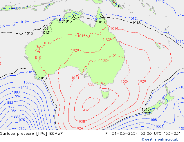 Surface pressure ECMWF Fr 24.05.2024 03 UTC