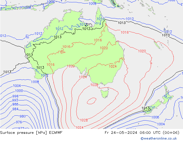 Surface pressure ECMWF Fr 24.05.2024 06 UTC