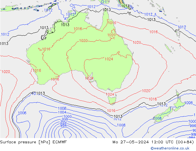 Surface pressure ECMWF Mo 27.05.2024 12 UTC