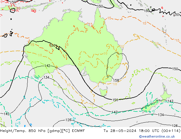 Hoogte/Temp. 850 hPa ECMWF di 28.05.2024 18 UTC