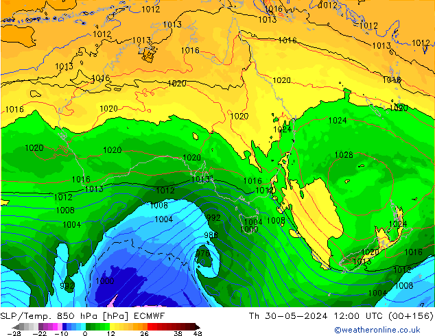 SLP/Temp. 850 hPa ECMWF jue 30.05.2024 12 UTC