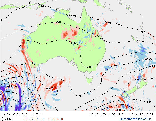 T-Adv. 500 hPa ECMWF Fr 24.05.2024 06 UTC