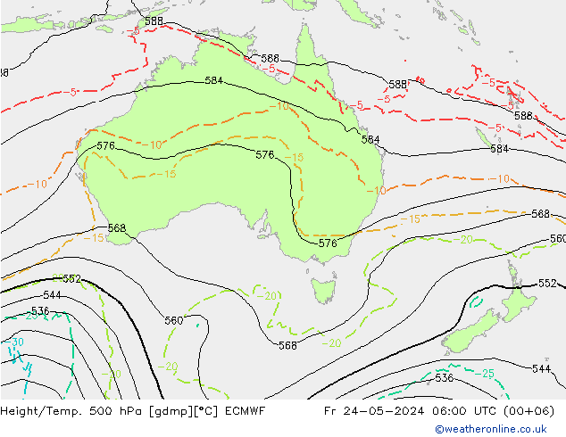 Z500/Rain (+SLP)/Z850 ECMWF Fr 24.05.2024 06 UTC