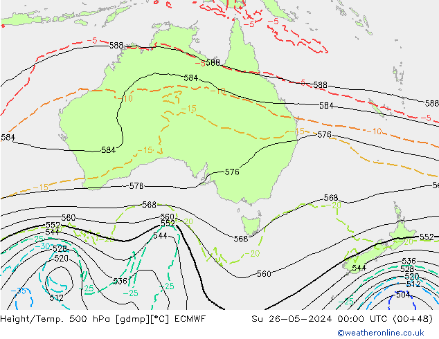 Z500/Rain (+SLP)/Z850 ECMWF  26.05.2024 00 UTC