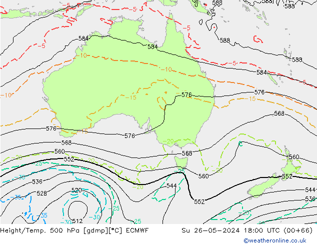 Z500/Rain (+SLP)/Z850 ECMWF dom 26.05.2024 18 UTC