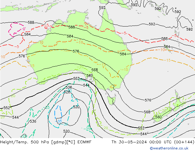 Z500/Rain (+SLP)/Z850 ECMWF Qui 30.05.2024 00 UTC