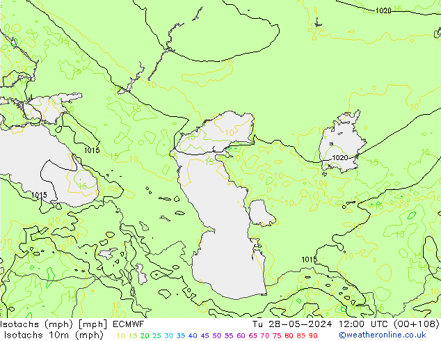 Isotachs (mph) ECMWF mar 28.05.2024 12 UTC