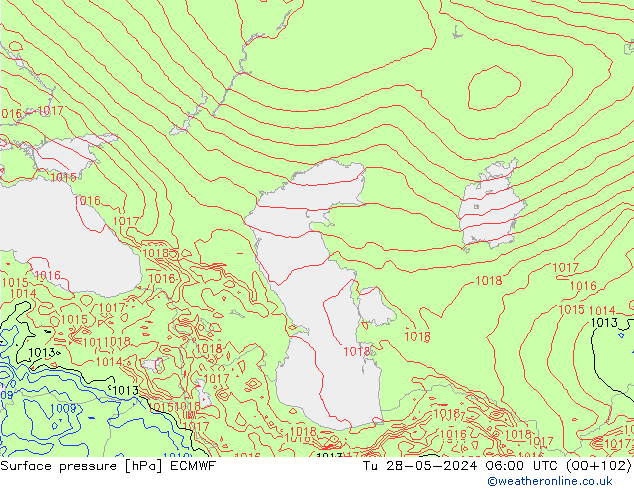 Surface pressure ECMWF Tu 28.05.2024 06 UTC