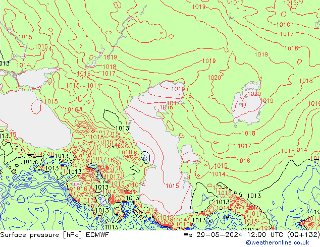 pressão do solo ECMWF Qua 29.05.2024 12 UTC