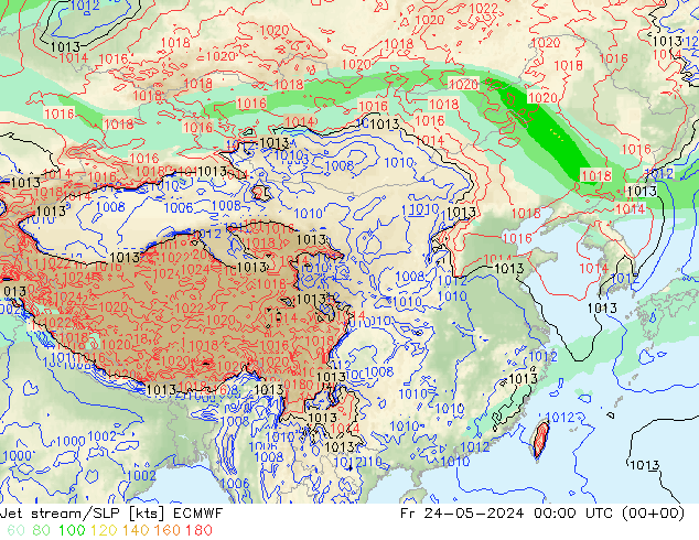 高速氣流/地面气压 ECMWF 星期五 24.05.2024 00 UTC