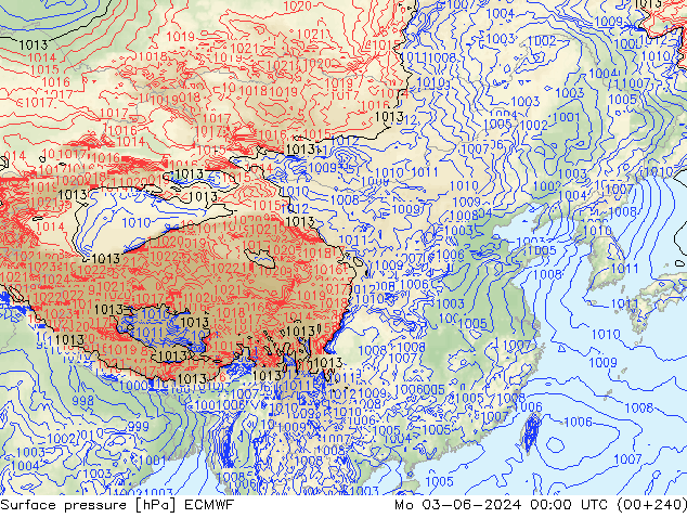 地面气压 ECMWF 星期一 03.06.2024 00 UTC