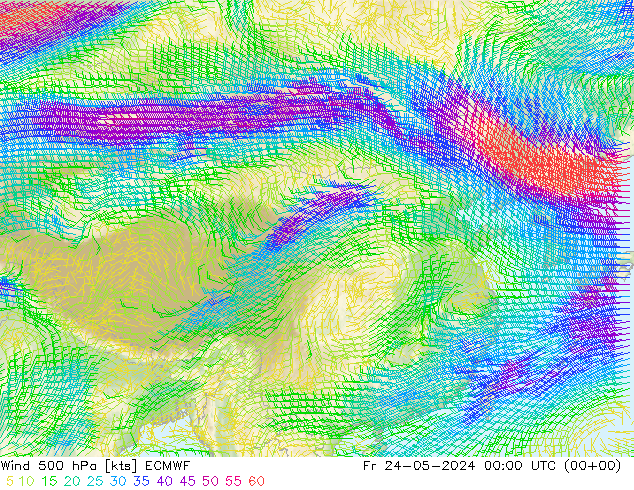 Wind 500 hPa ECMWF Pá 24.05.2024 00 UTC