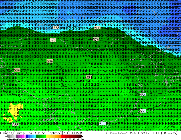 Z500/Rain (+SLP)/Z850 ECMWF 星期五 24.05.2024 06 UTC