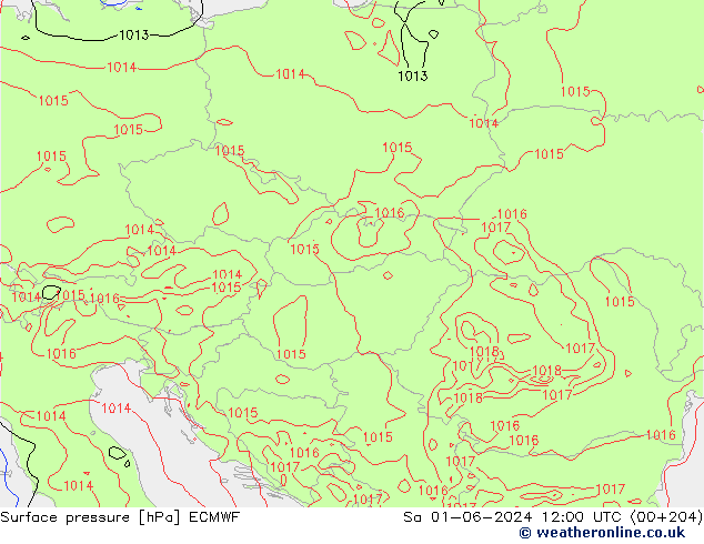 Surface pressure ECMWF Sa 01.06.2024 12 UTC