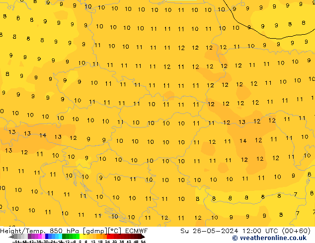 Z500/Rain (+SLP)/Z850 ECMWF  26.05.2024 12 UTC