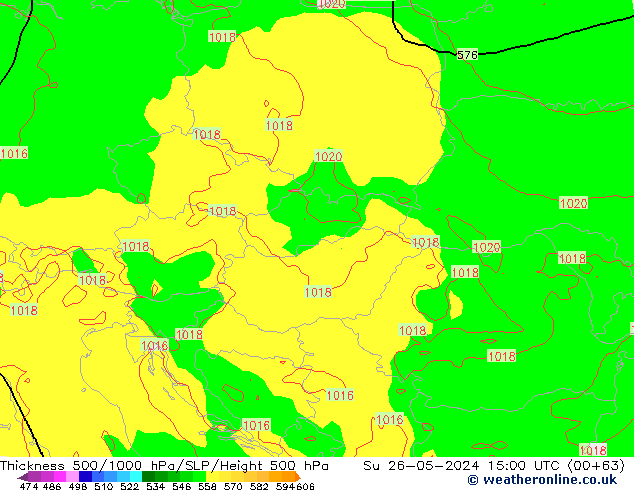 500-1000 hPa Kalınlığı ECMWF Paz 26.05.2024 15 UTC