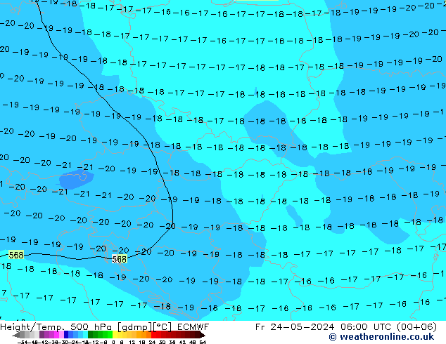 Z500/Yağmur (+YB)/Z850 ECMWF Cu 24.05.2024 06 UTC