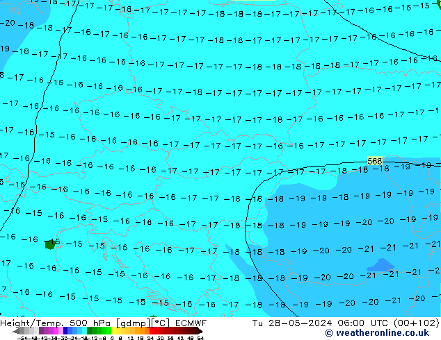 Z500/Rain (+SLP)/Z850 ECMWF Út 28.05.2024 06 UTC