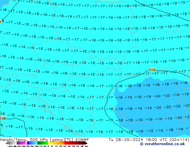 Z500/Rain (+SLP)/Z850 ECMWF вт 28.05.2024 18 UTC