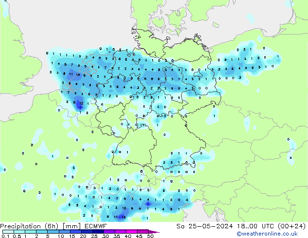 Z500/Rain (+SLP)/Z850 ECMWF Sa 25.05.2024 00 UTC