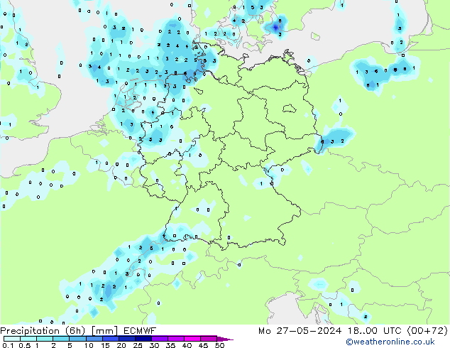 Z500/Rain (+SLP)/Z850 ECMWF Po 27.05.2024 00 UTC