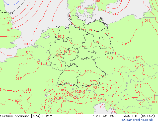 приземное давление ECMWF пт 24.05.2024 03 UTC