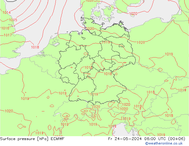 ciśnienie ECMWF pt. 24.05.2024 06 UTC