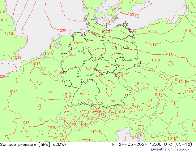 地面气压 ECMWF 星期五 24.05.2024 12 UTC