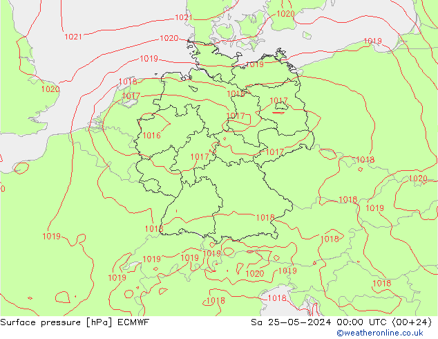 Surface pressure ECMWF Sa 25.05.2024 00 UTC