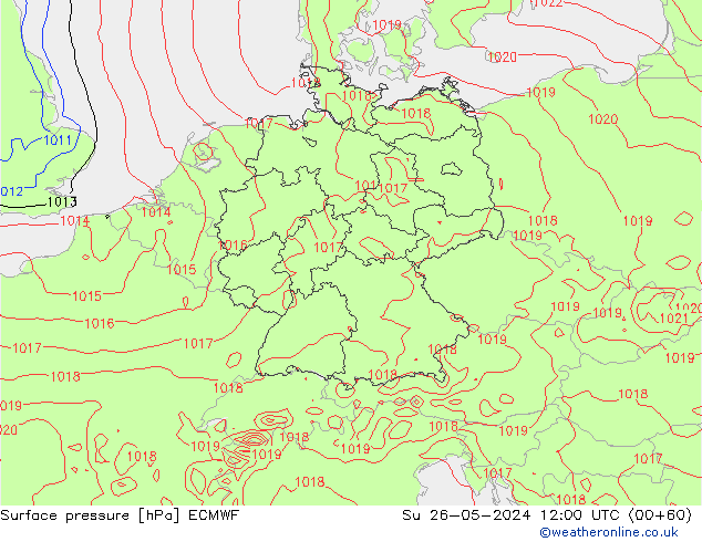 Surface pressure ECMWF Su 26.05.2024 12 UTC