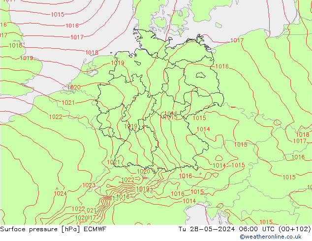 Presión superficial ECMWF mar 28.05.2024 06 UTC