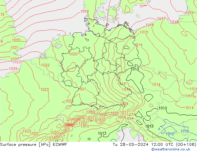 pressão do solo ECMWF Ter 28.05.2024 12 UTC