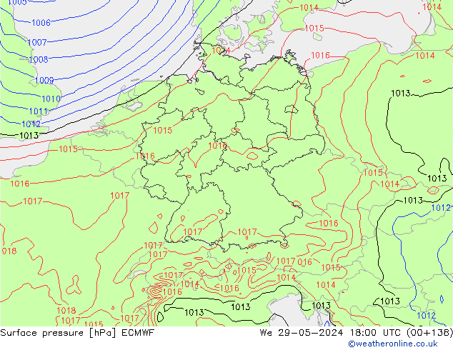 Yer basıncı ECMWF Çar 29.05.2024 18 UTC