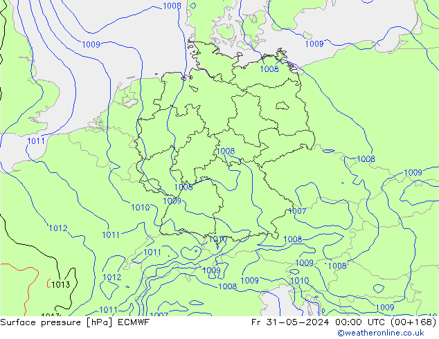 Surface pressure ECMWF Fr 31.05.2024 00 UTC