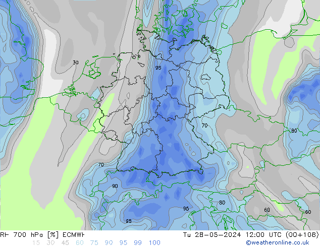 RV 700 hPa ECMWF di 28.05.2024 12 UTC