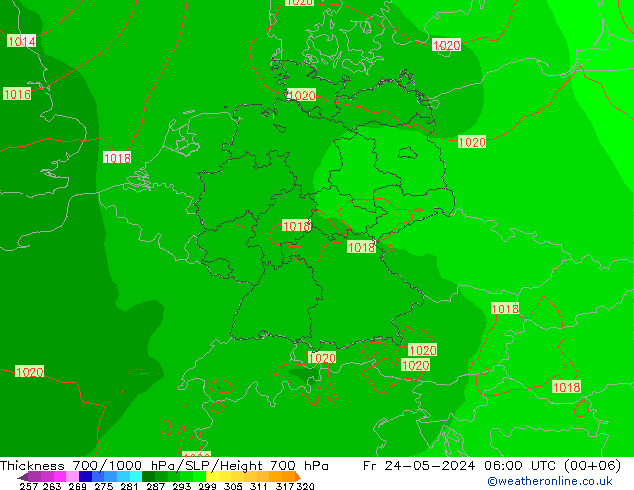 Thck 700-1000 hPa ECMWF Pá 24.05.2024 06 UTC