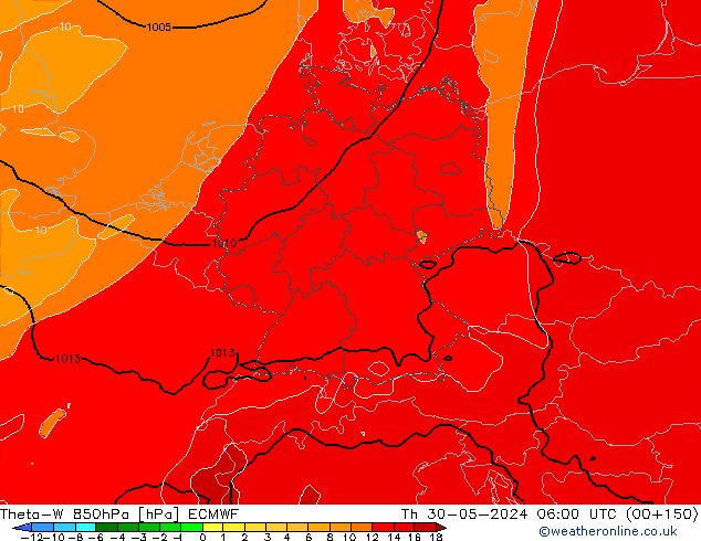 Theta-W 850hPa ECMWF gio 30.05.2024 06 UTC