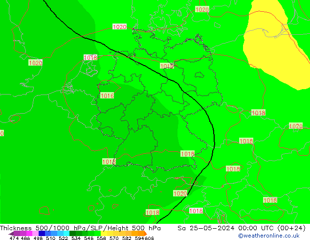 Thck 500-1000hPa ECMWF Sáb 25.05.2024 00 UTC