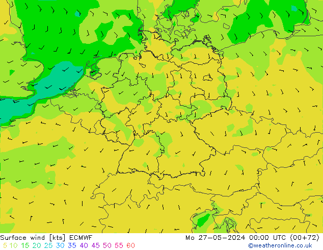 Surface wind ECMWF Po 27.05.2024 00 UTC