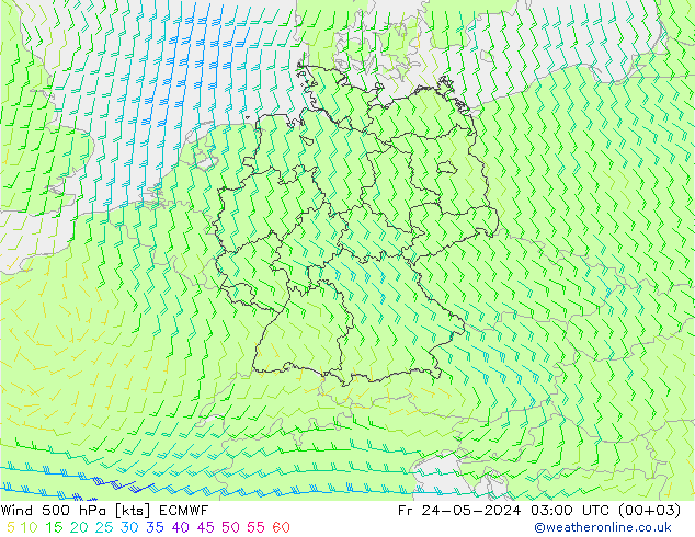 Viento 500 hPa ECMWF vie 24.05.2024 03 UTC