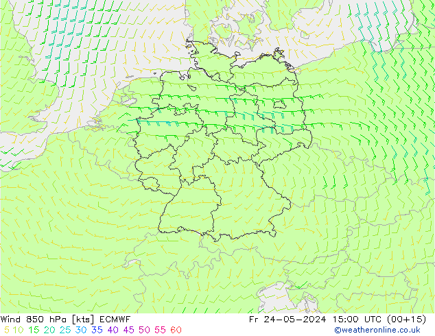 Vent 850 hPa ECMWF ven 24.05.2024 15 UTC